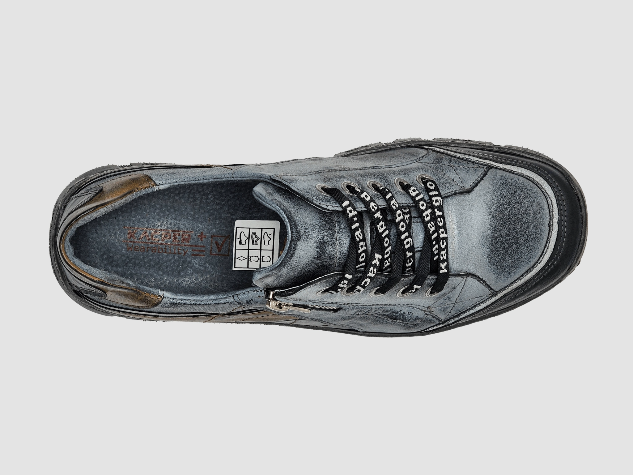 Campus Run Season Flex Men's Comfort Zip-Up Leather Shoes - Grey