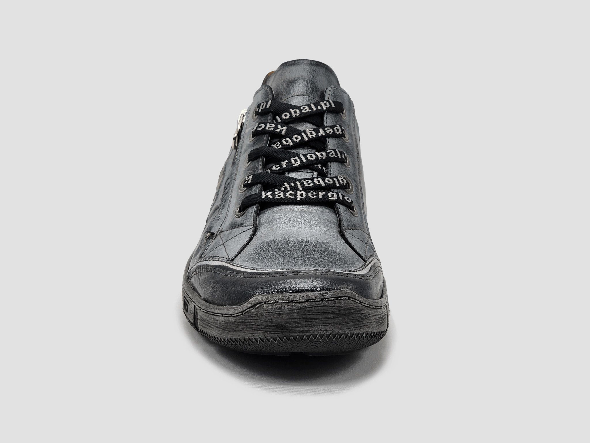 Men's Comfort Zip-Up Leather Shoes - Grey Active Wear Chunky Sole