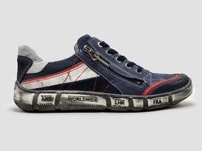 Men's Comfort Zip-Up Leather Shoes - Navy Low Impact