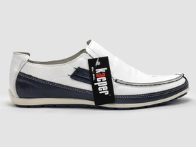 Men's Dockside Slip-On Leather Boat Shoes - White Outdoor Ease Pure Steps