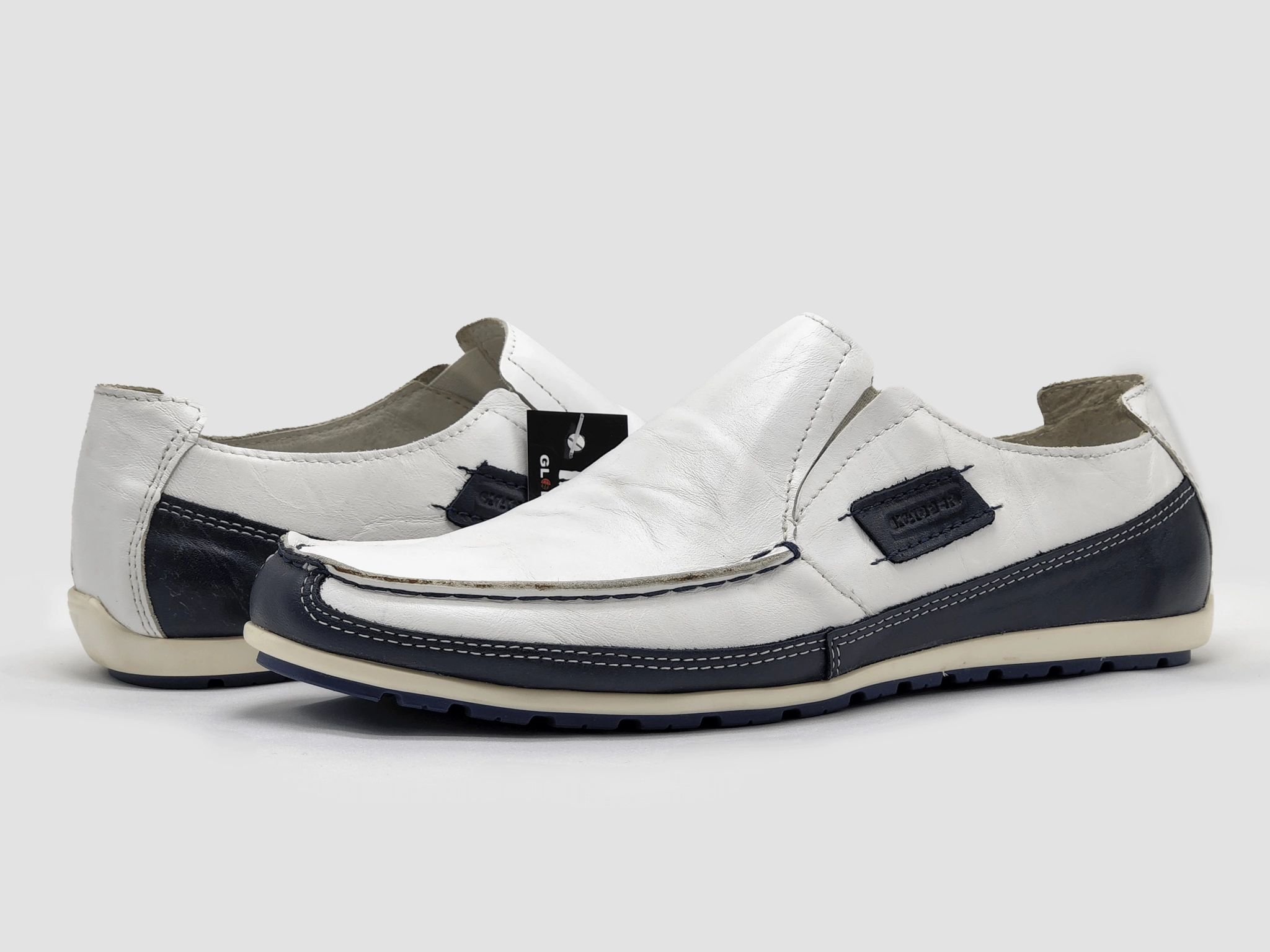 Men's Dockside Slip-On Leather Boat Shoes - White Alley Run