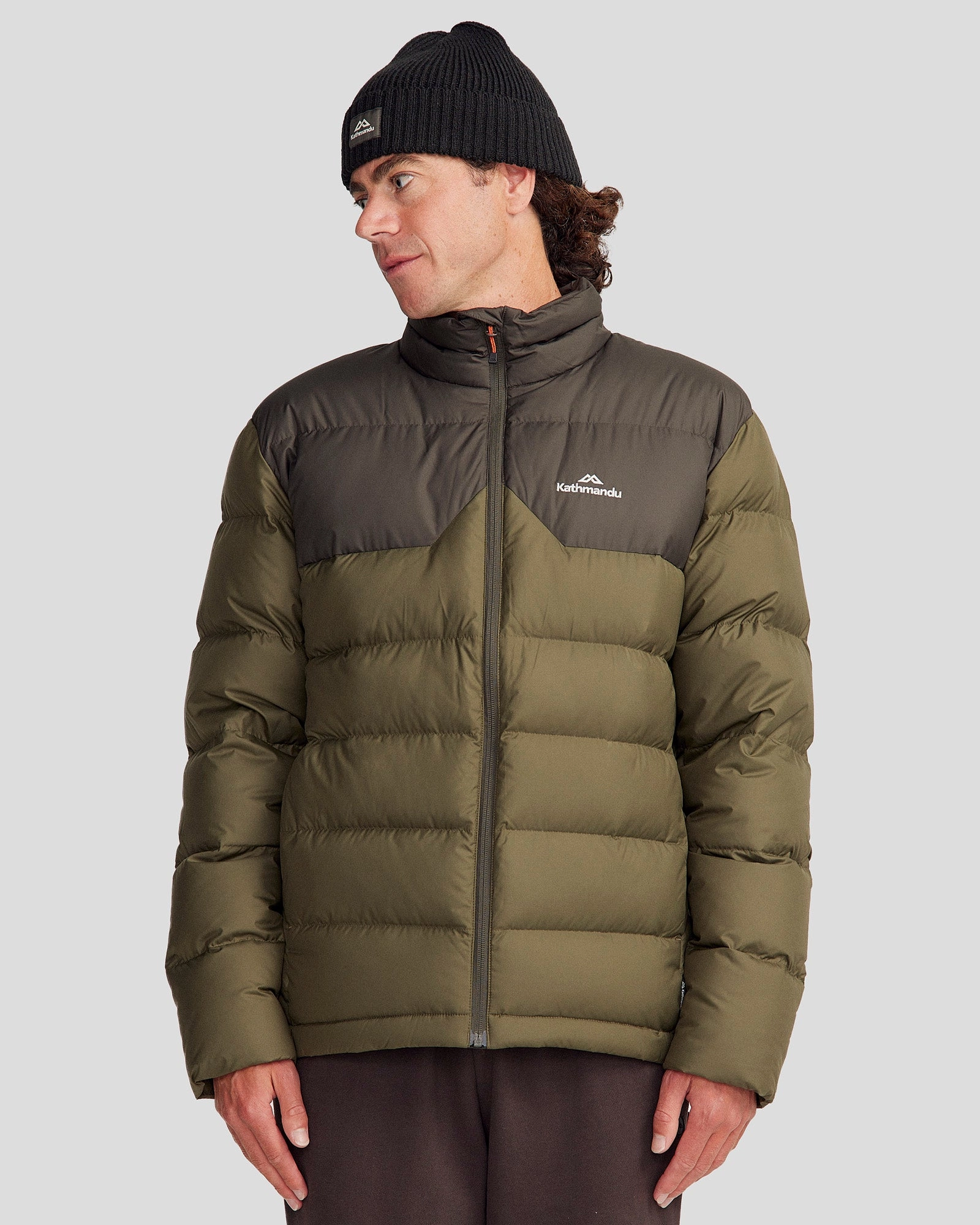 Soft Lined Interior Men's Epiq Down Jacket - Dark Moss/Light Moss