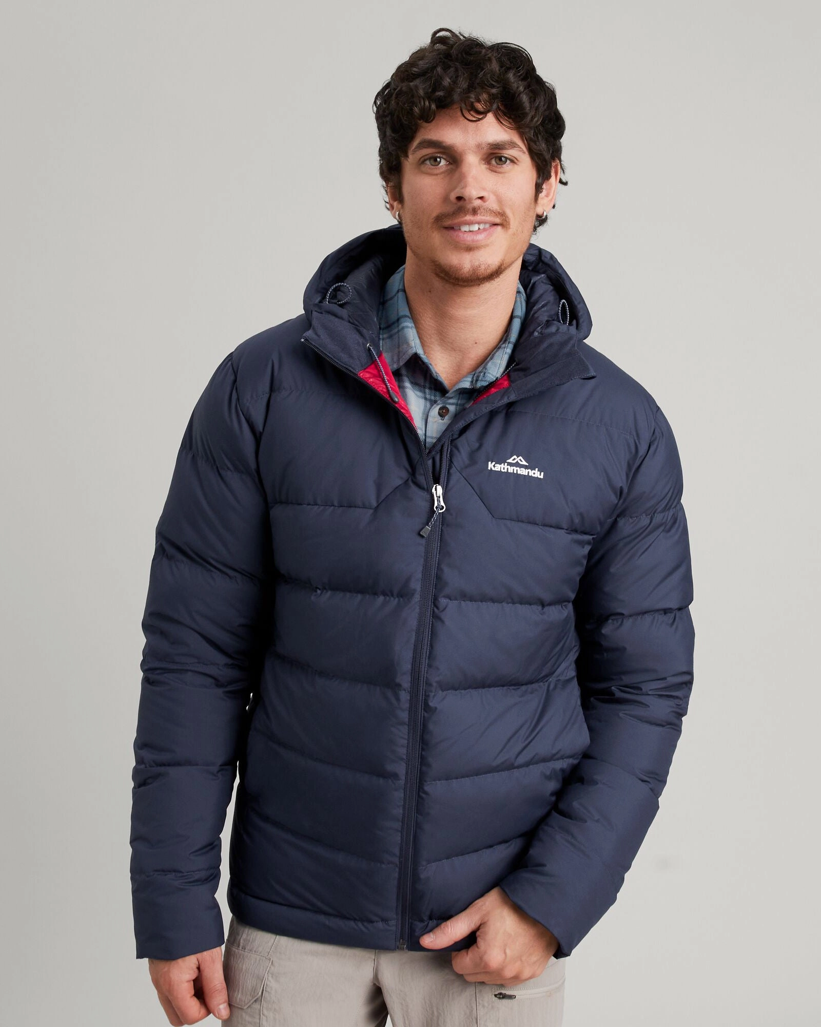 Stitched Look Noise Reducing Hardware Men's Epiq Hooded Down Jacket - Midnight Navy