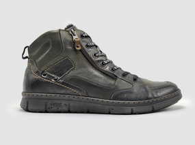 All Weather Snow Trekker Men's Everyday Thick Wool-Lined Zip-Up Leather Boots - Olive