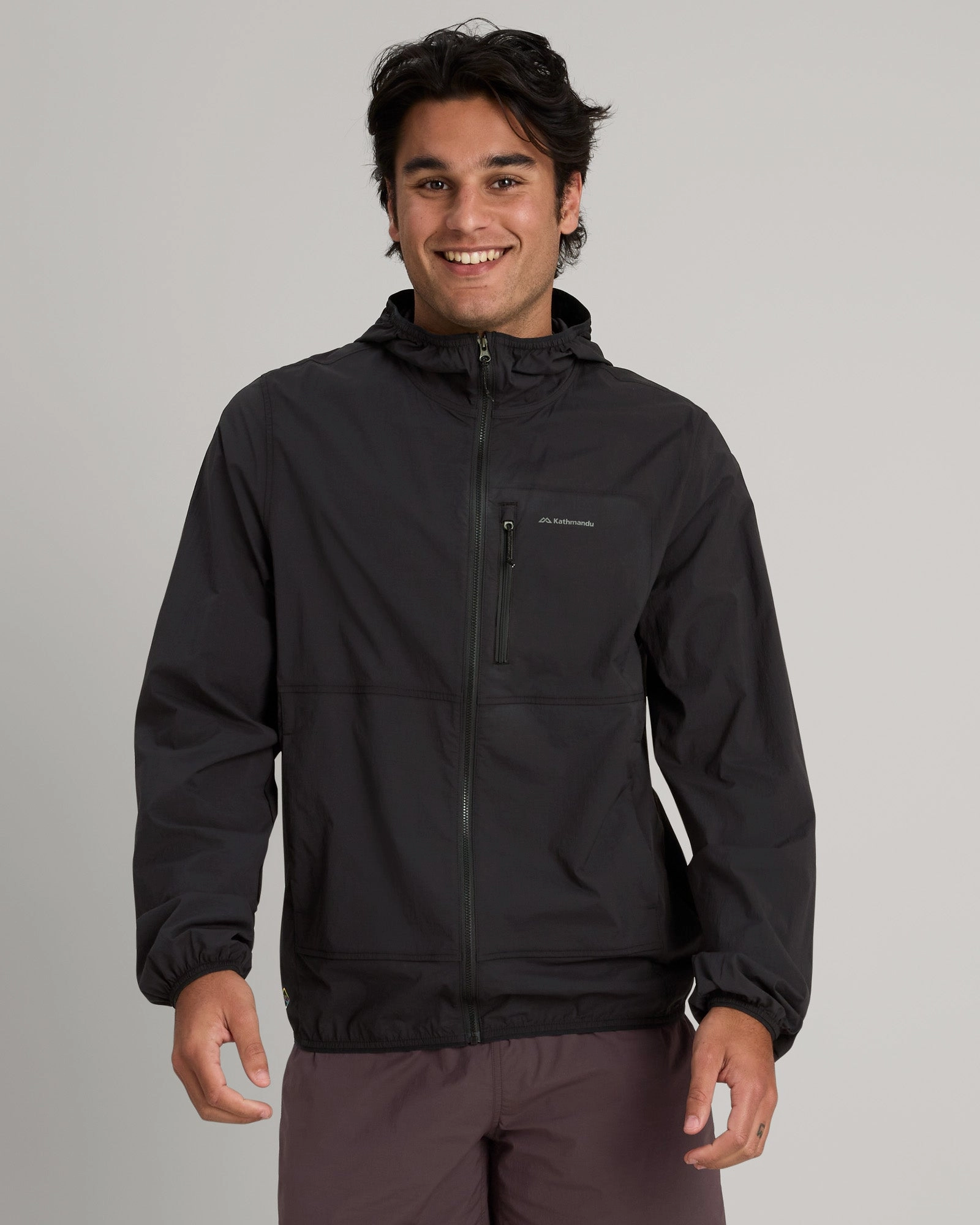 Men's EVRY-Where Stretch Windbreaker - Black Stingray Compression Panels Water Repellent Finish