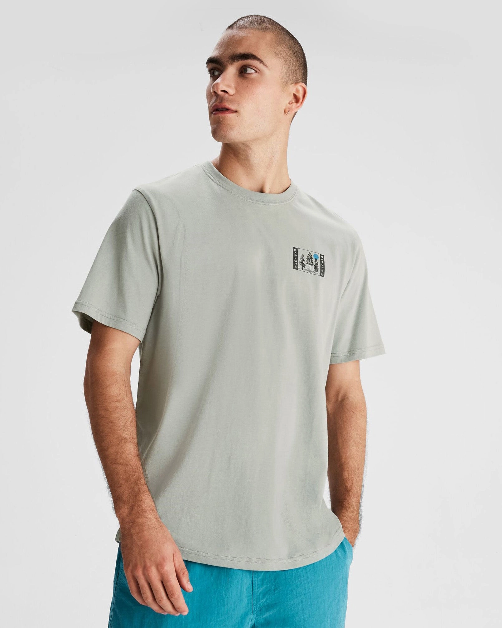 Men's Explore Nature Organic Cotton T-shirt - Gum Tree Flexible Waistband Adaptation Hidden Zipper