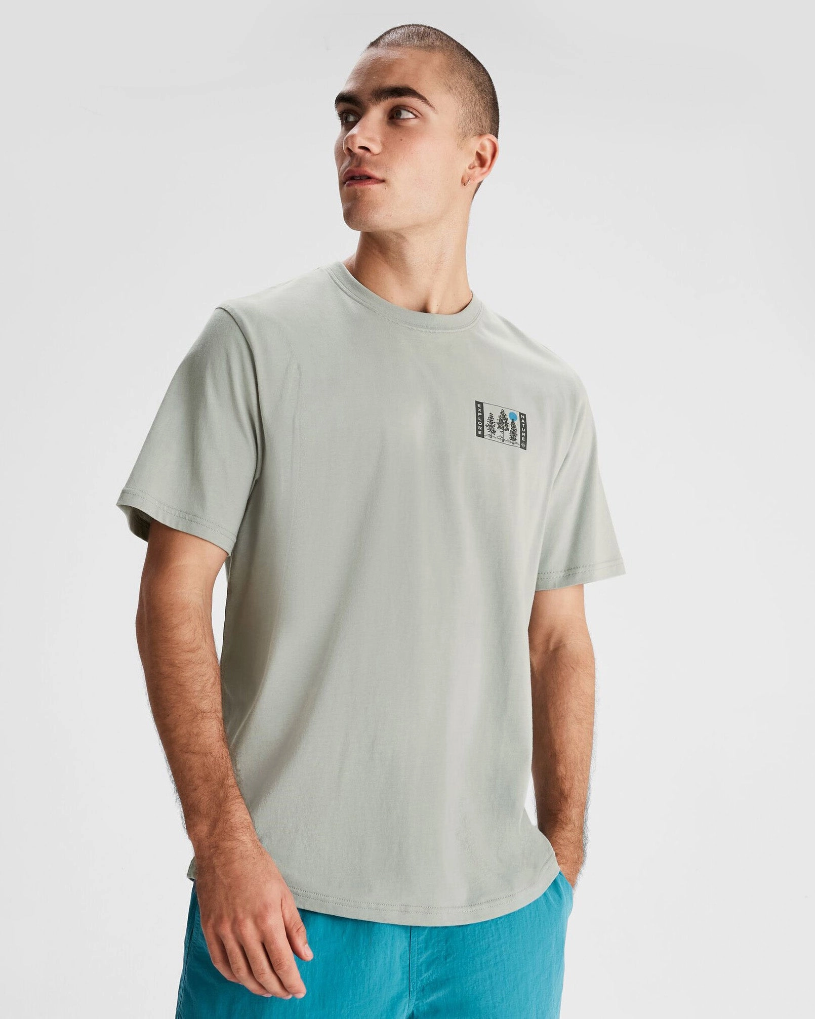 VentilatedBack TaglessComfort Men's Explore Nature Organic Cotton T-shirt - Gum Tree