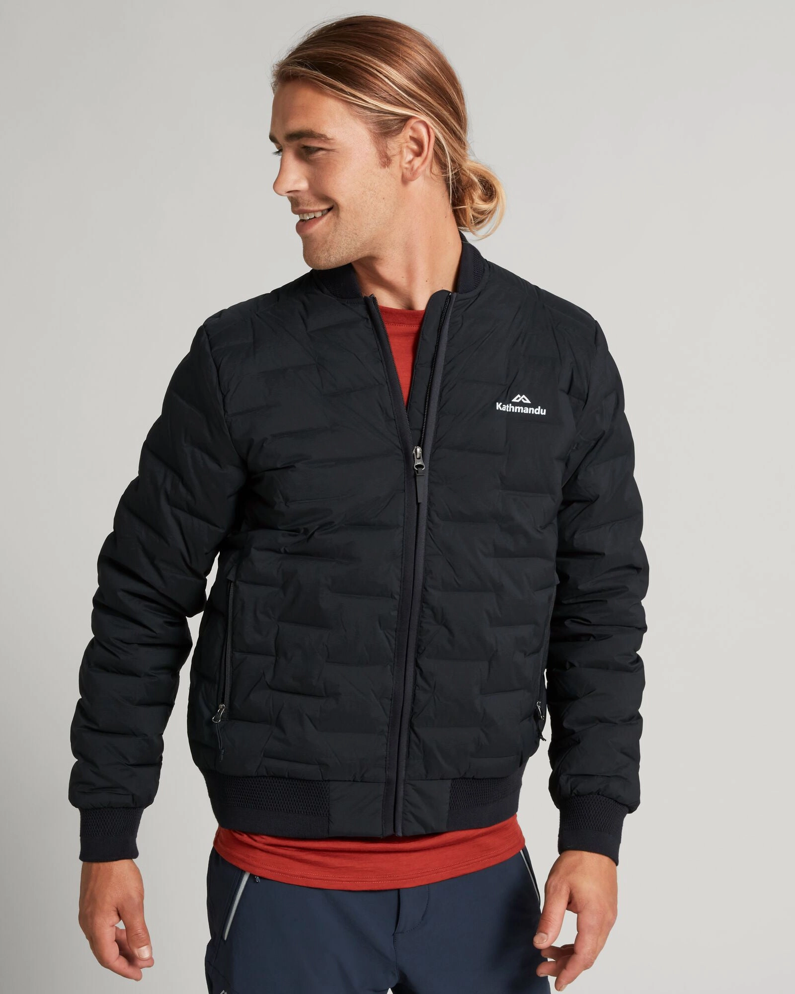 Men's Federate Stretch Down Bomber Jacket - Black Calm Day Fit