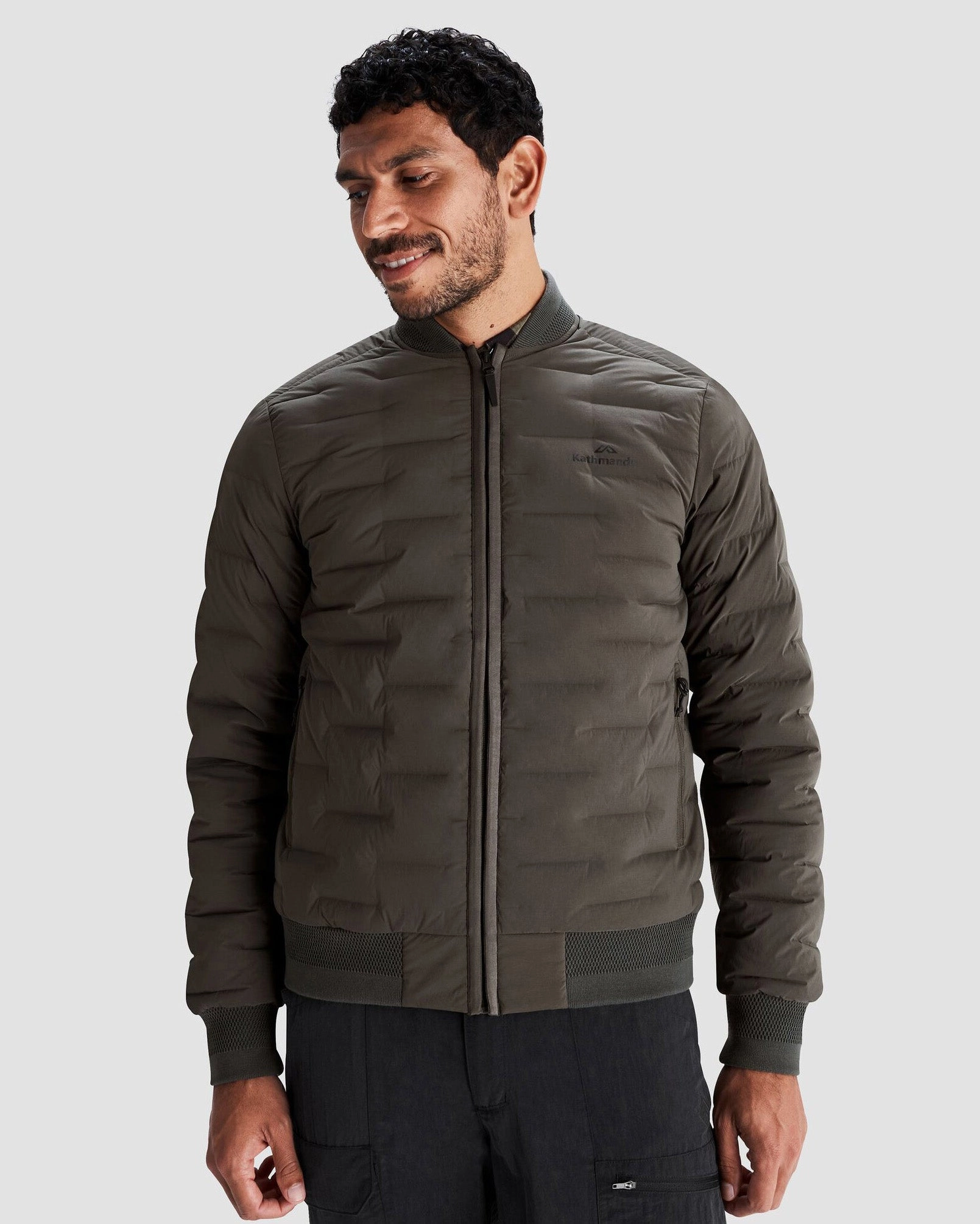 Men's Federate Stretch Down Bomber Jacket - Dark Moss Single Breasted