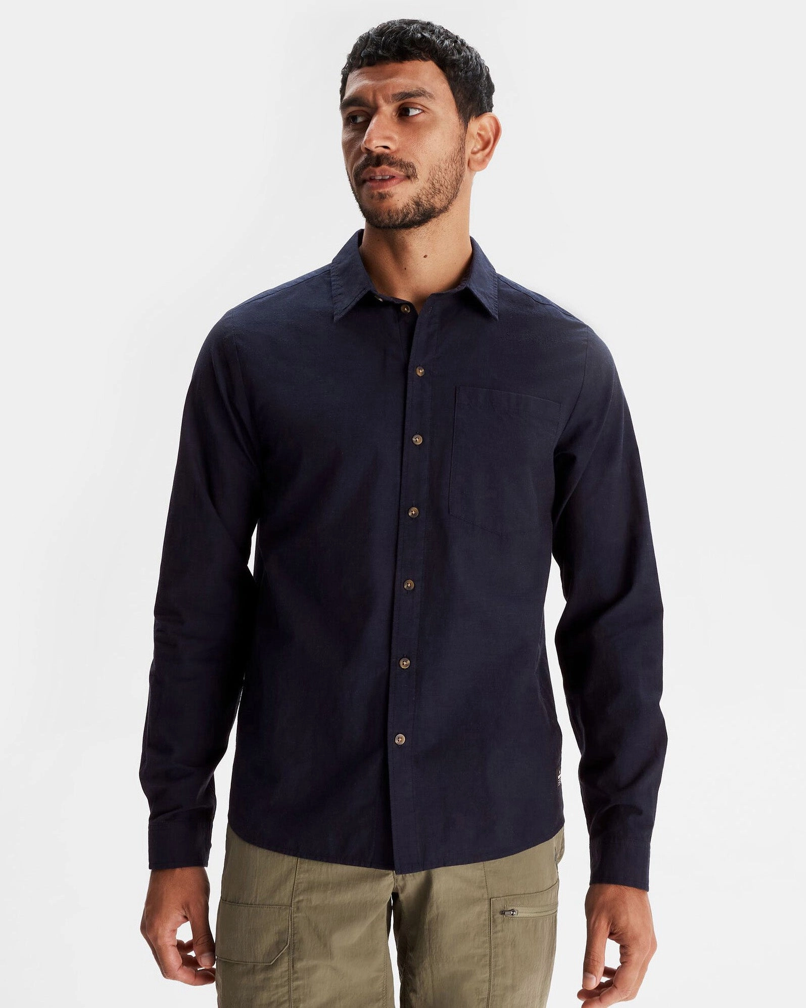 Men's Flaxton LT Long Sleeve Shirt - Pure Navy Slim Silhouette