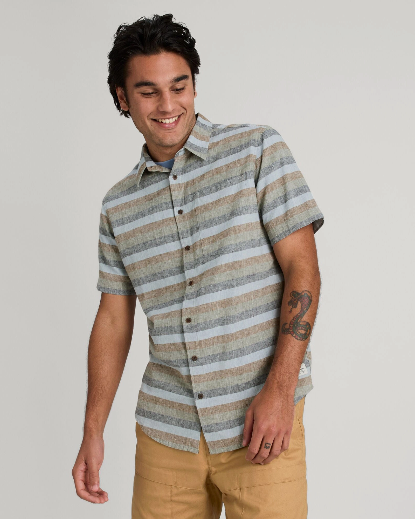Luxury Feel Men's Flaxton Short Sleeve Shirt - Ripple/Night Stripe