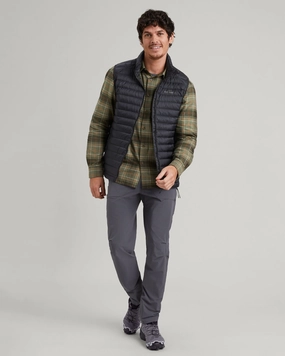 Layered Neckline Reinforced Shoulder Panels Men's Heli R Down Vest - Black Stingray