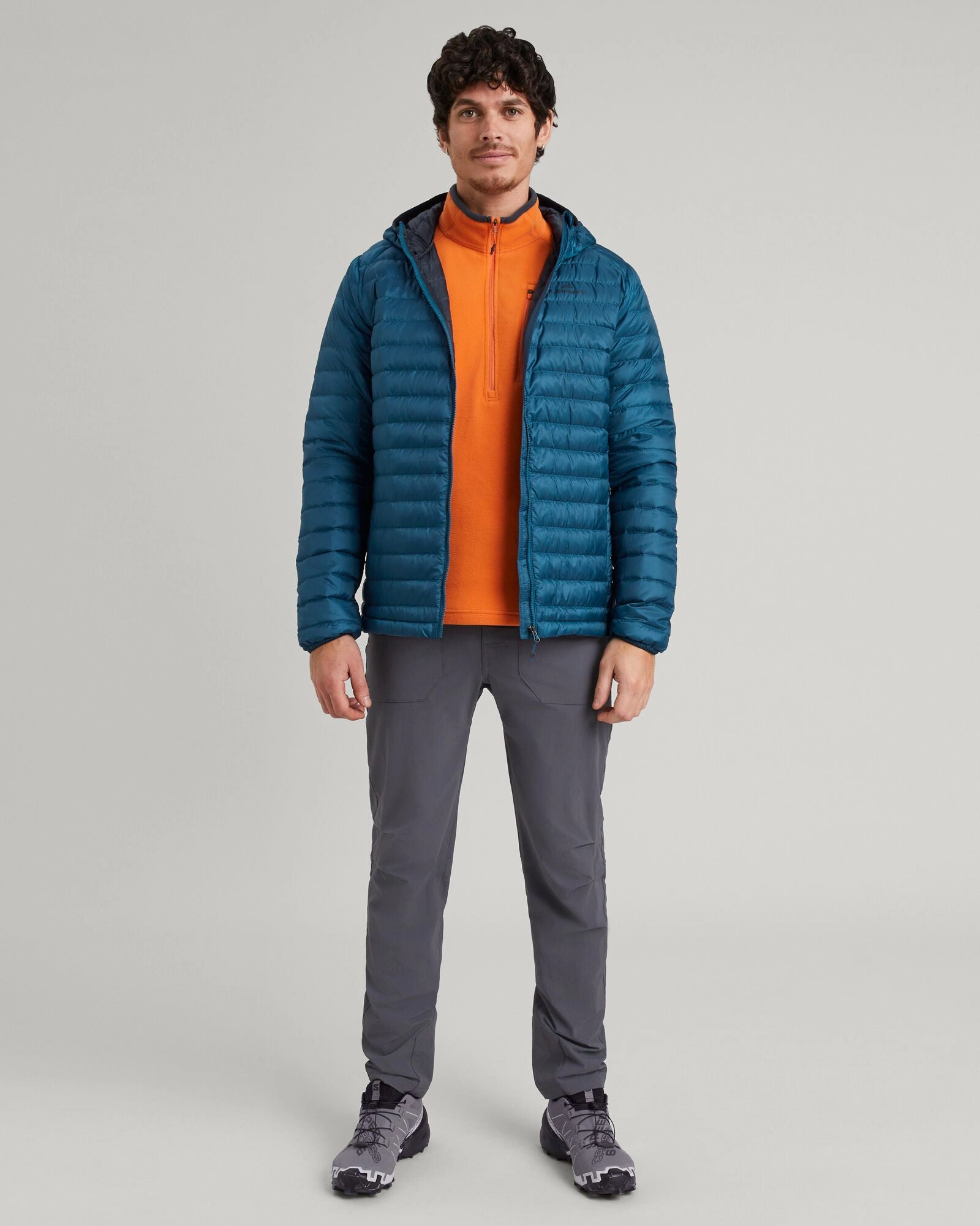 Men's Heli R Hooded Down Jacket - Undertow DoubleLayeredEdges Anytime Outer Fit