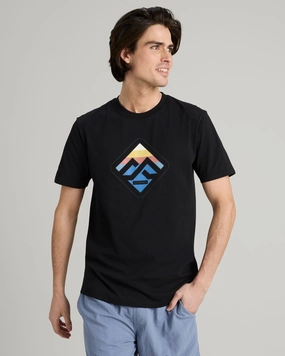 Men's Horizon Print Organic Cotton T-shirt - Black ReinforcedEdges Airflow Vents