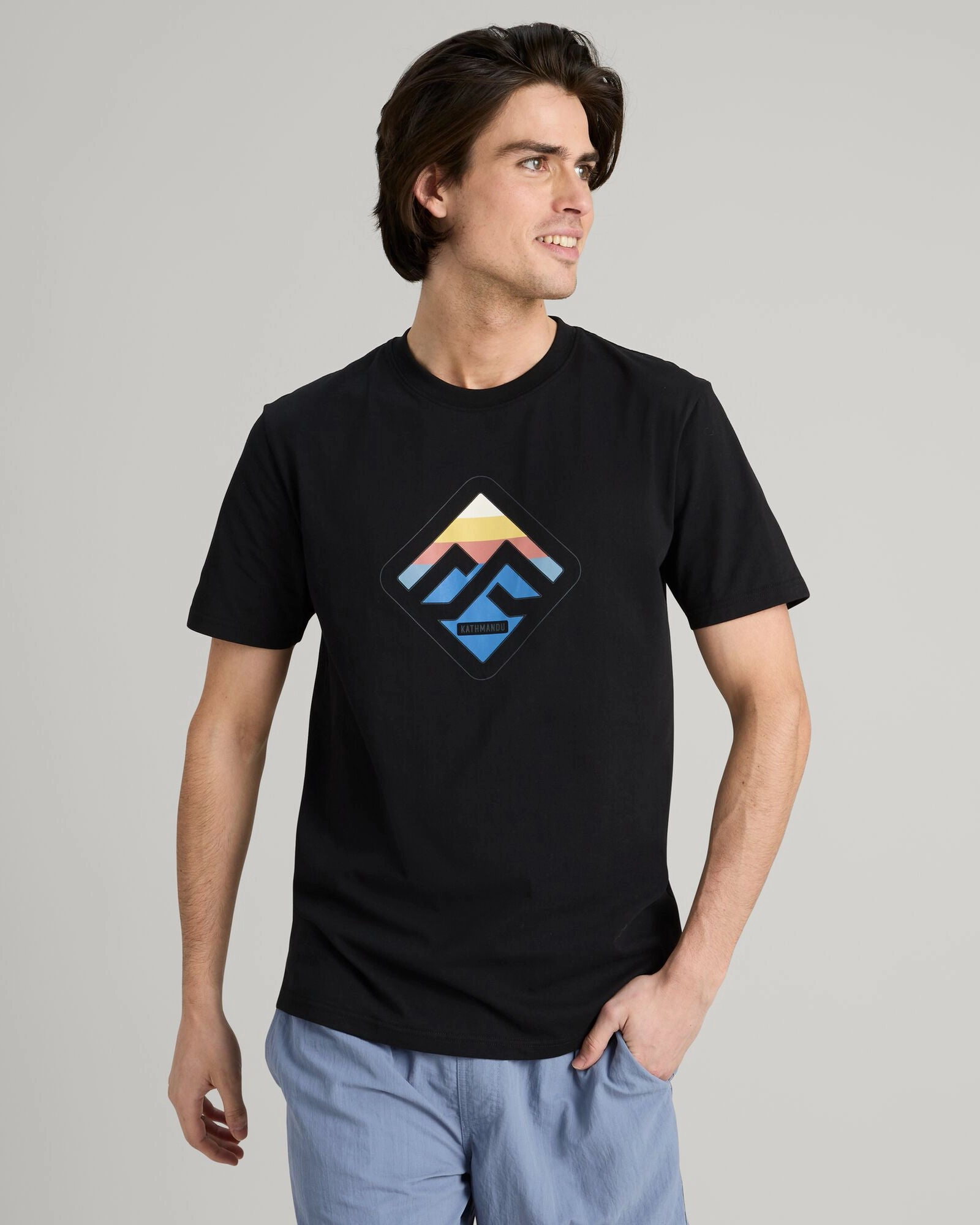 Men's Horizon Print Organic Cotton T-shirt - Black Summer Wardrobe