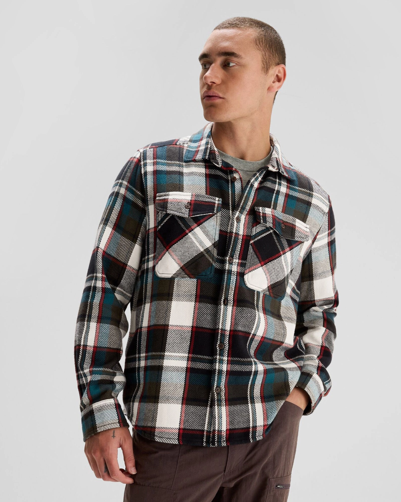 Men's Huntly Long Sleeve Shirt - Hut Plaid Dark Moss Tall Option