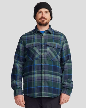 Day-To-Night Wear Festival Outfit Men's Huntly Long Sleeve Shirt - Hut Plaid Deep Forest