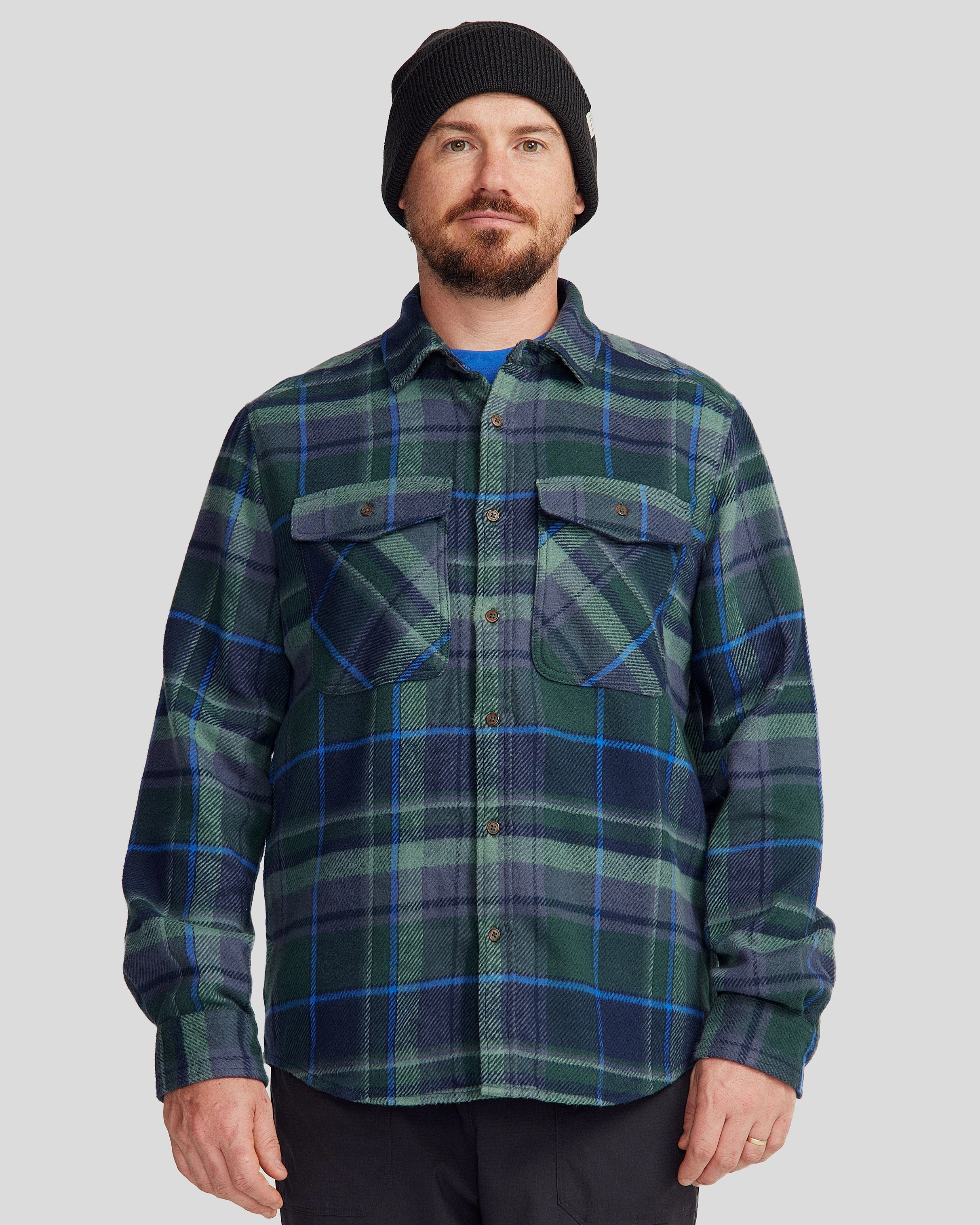 Men's Huntly Long Sleeve Shirt - Hut Plaid Deep Forest Classic Color Fade Resistant Formula
