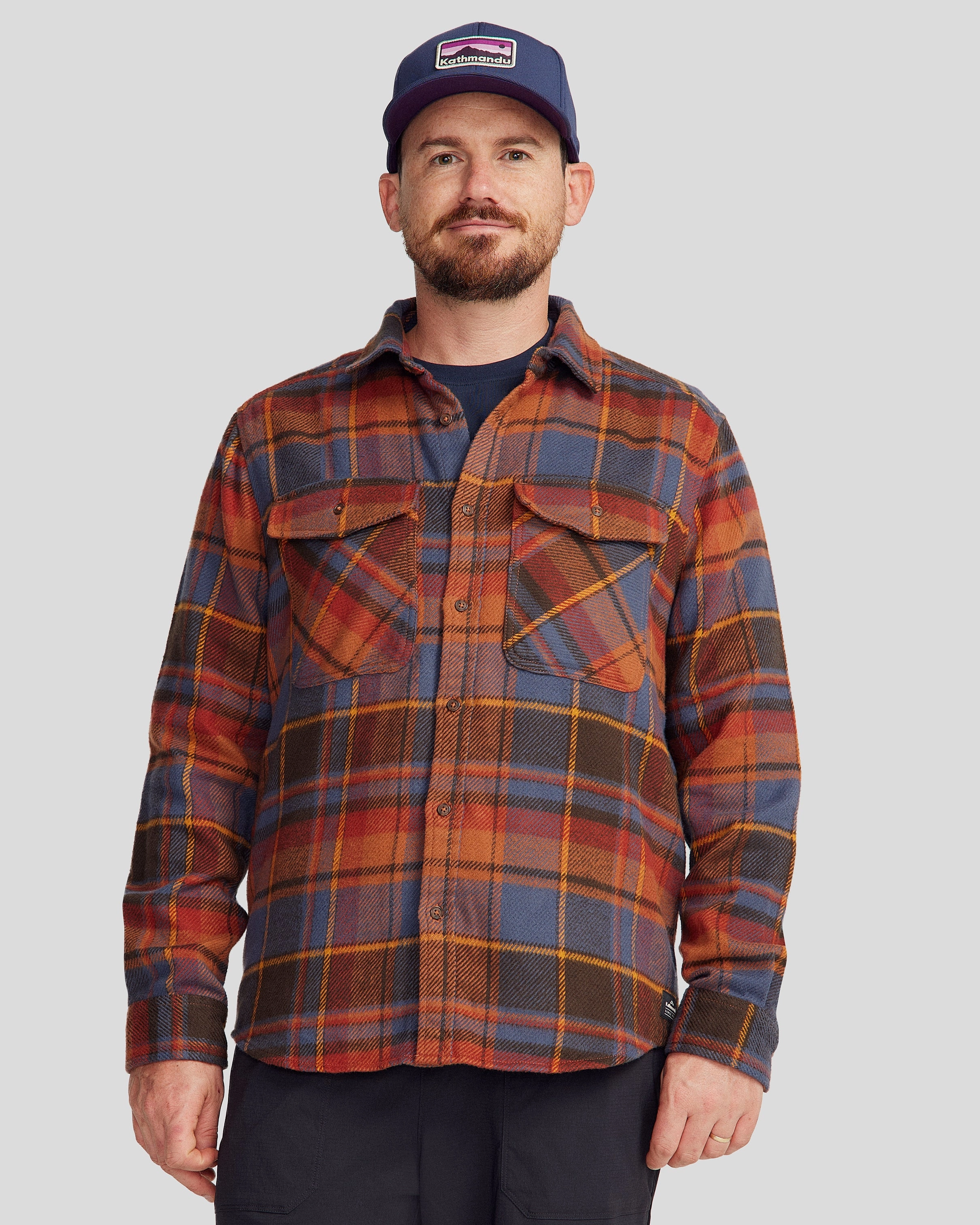 Reinforced Buttonholes Active Layer Men's Huntly Long Sleeve Shirt - Hut Plaid Redwood