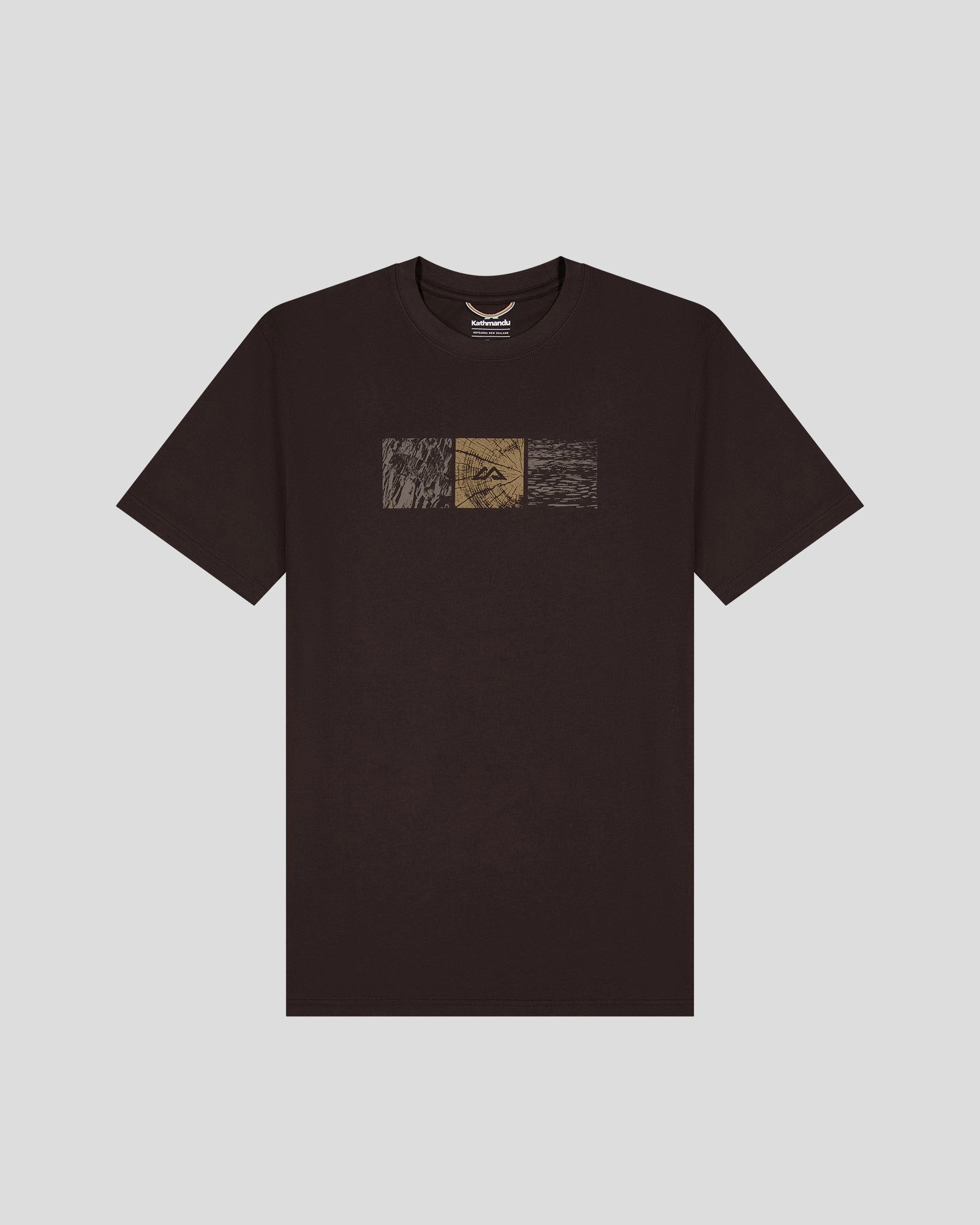 Compression Gradient BoxyCrop Men's Mountain Photo Organic Cotton T-Shirt - Cold Brew
