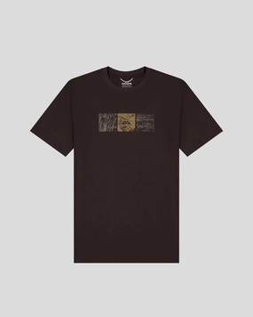 Layered Placket Design Men's Mountain Photo Organic Cotton T-Shirt - Cold Brew