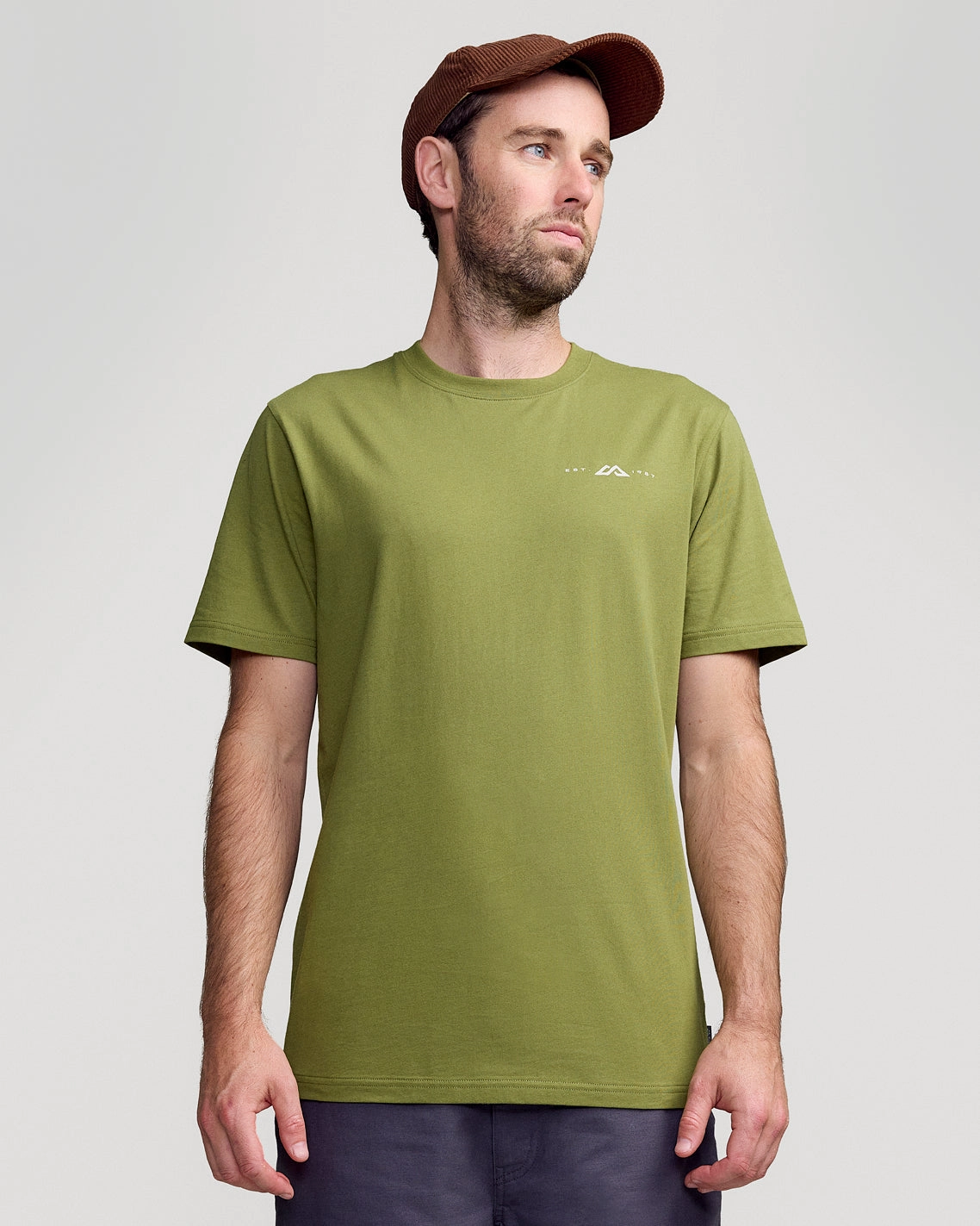 Flexible Waistband Men's Mountain Rays Organic Cotton T-shirt - Dark Fern