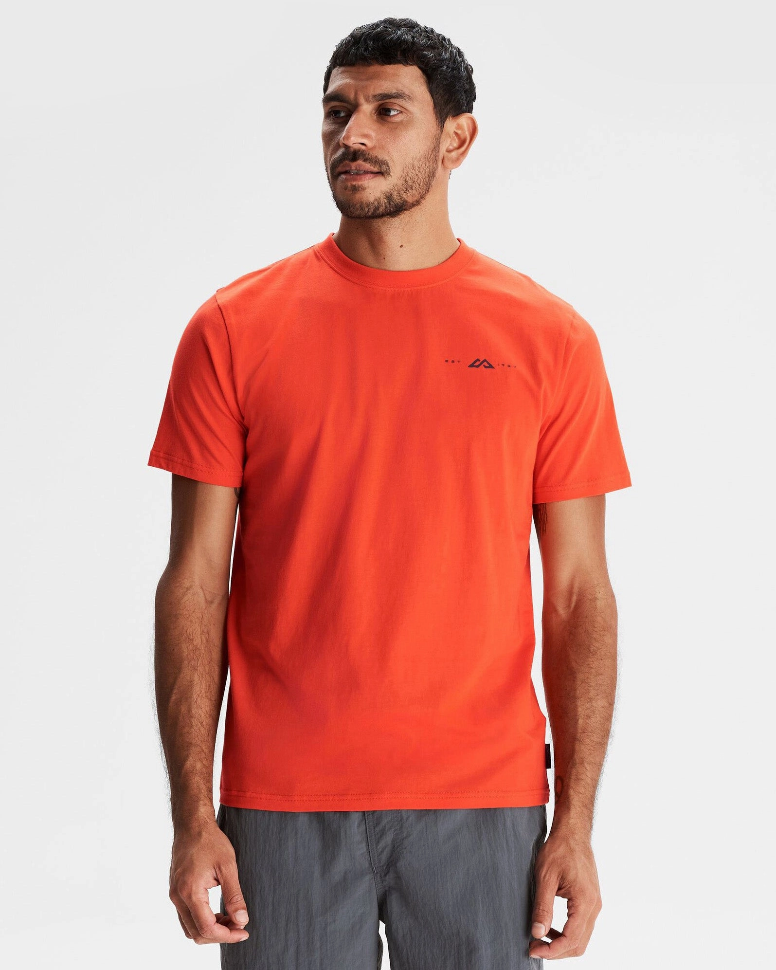 Basic Tee Men's Mountain Rays Organic Cotton T-shirt - Hut Orange