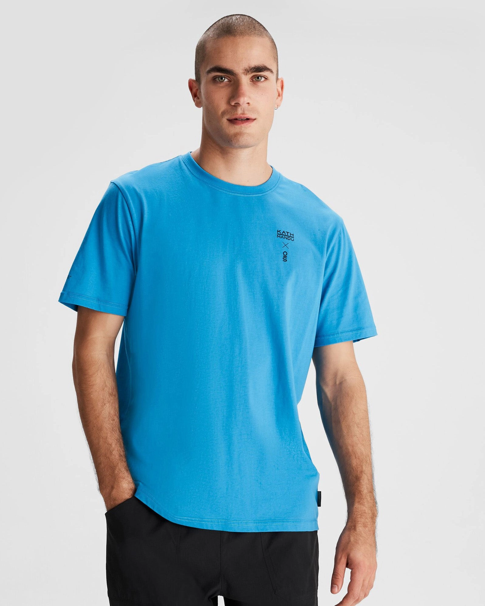 DurableStitching SnagProof Men's O.Smither Lines Organic Cotton T-shirt - Sea Blue