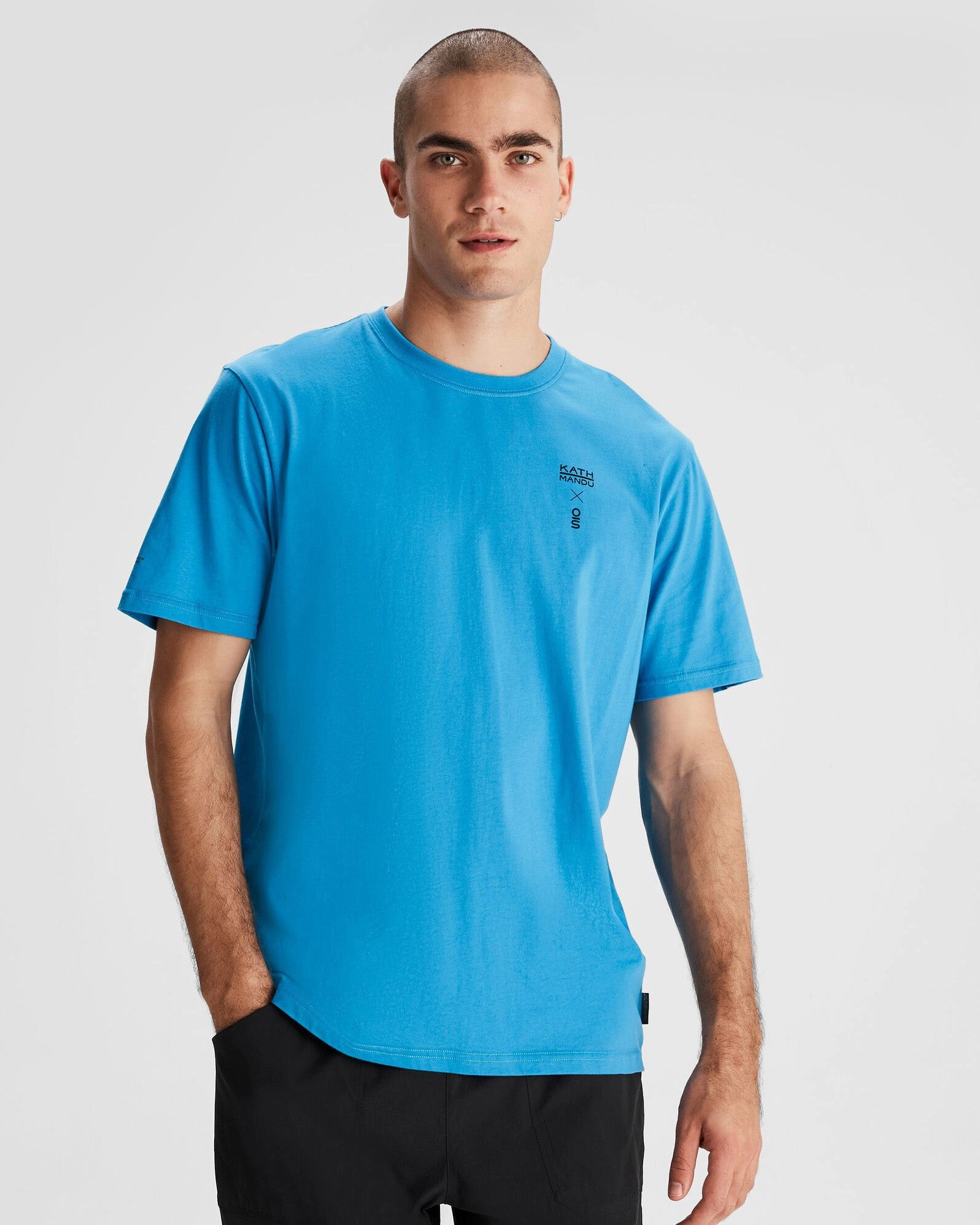 AntiSnagYarnProcessing VentilatedMeshPaneling Men's O.Smither Lines Organic Cotton T-shirt - Sea Blue