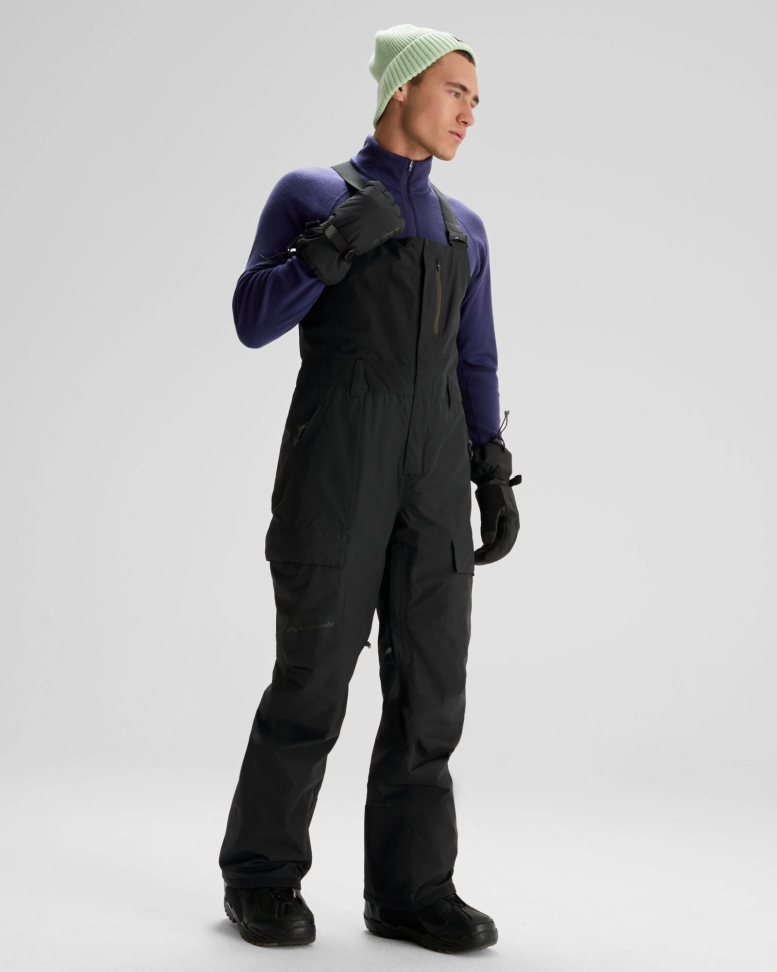 Men's PWDR-Days 2L Insulated Snow Bib - Black Stingray Compression Fold Design Adjustable Hood Feature