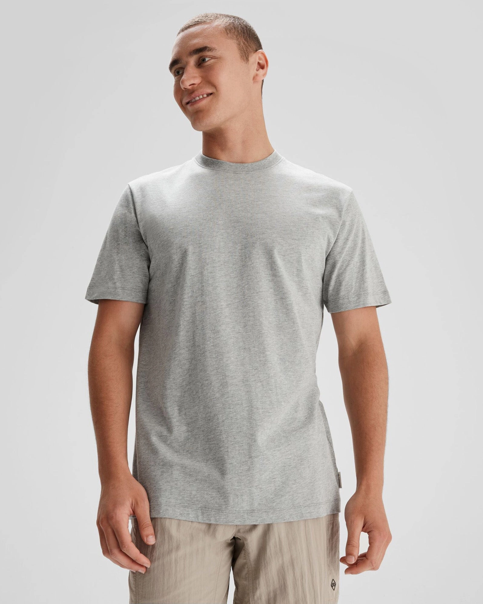 Office Wear Men's Solid Organic Cotton T-shirt - Light Grey Marle