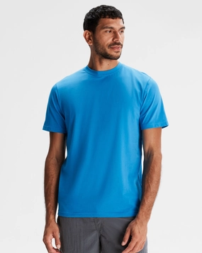 Retro design LayeredCuff Men's Solid Organic Cotton T-shirt - Sea Blue