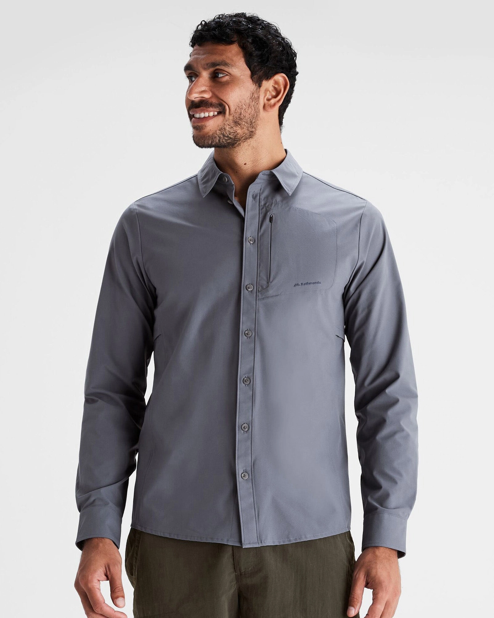 Fitted Silhouette Men's Sun Breaker Long Sleeve Shirt - Light Navy