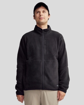 Glow In The Dark Accents Clean Silhouette Men's Trailhead Fleece Jacket - Black Stingray