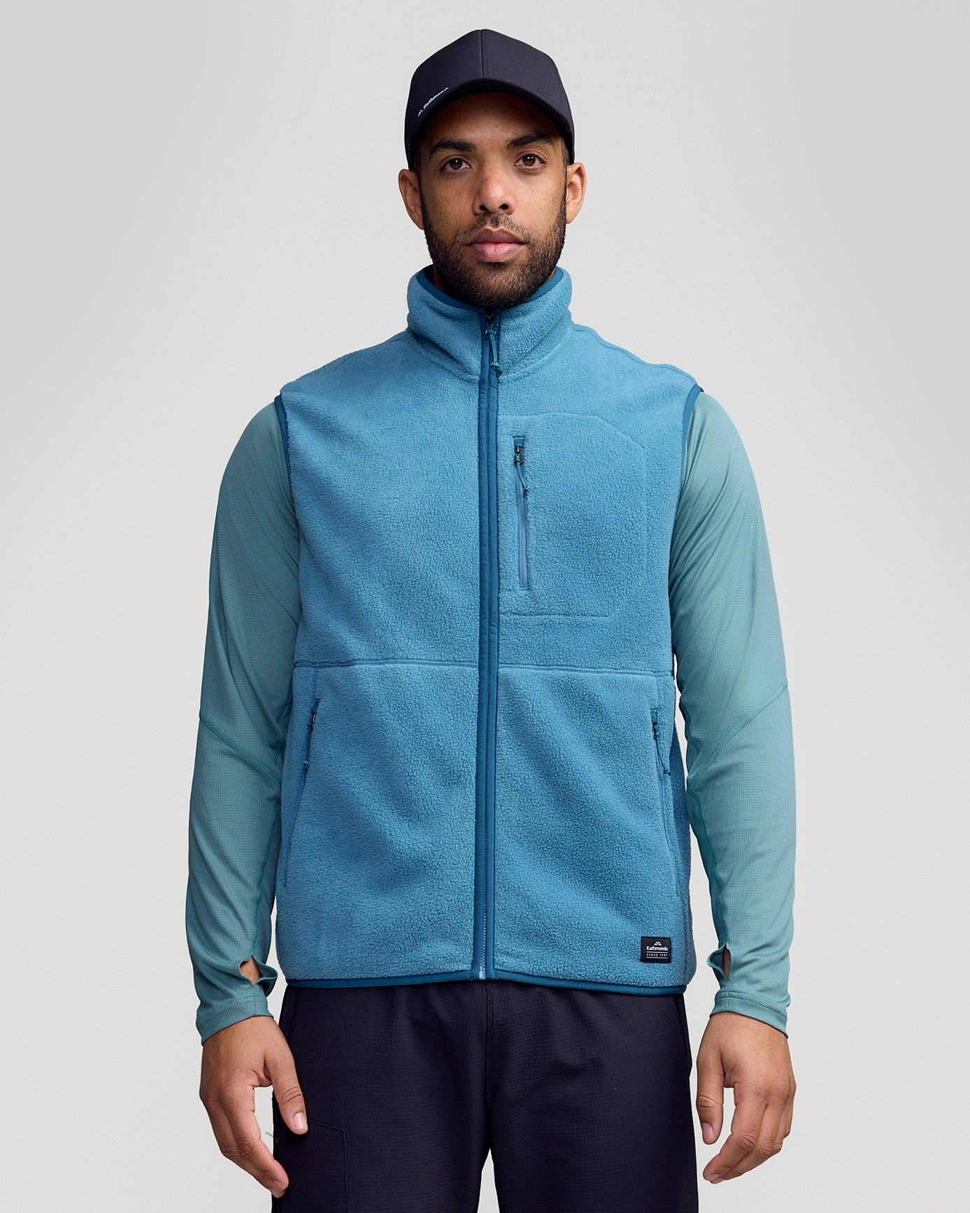 Aramid Fiber Reinforcement DoubleLayeredEdges Men's Trailhead Fleece Vest - Washed Blue