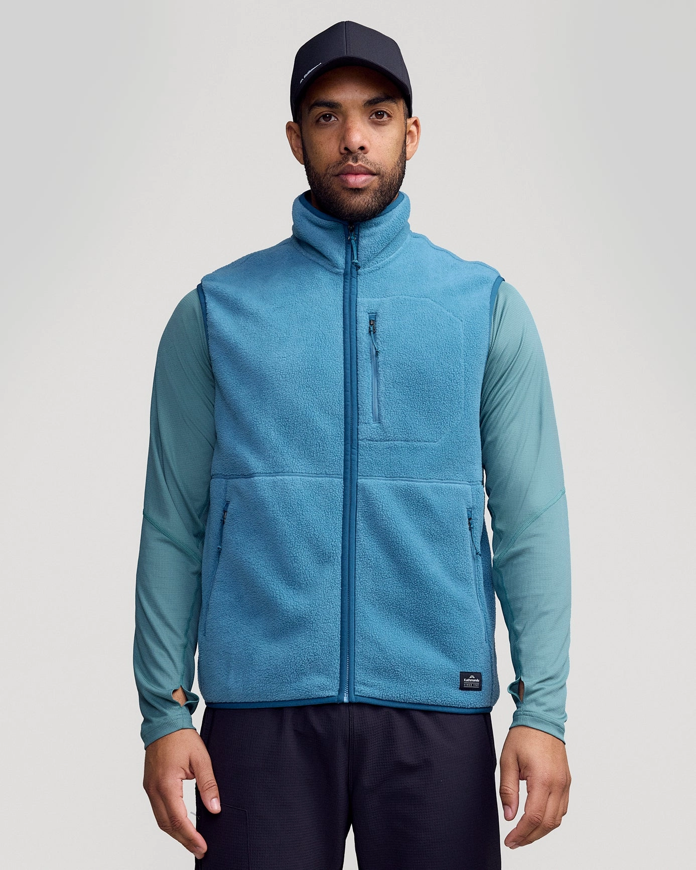 ReinforcedElasticHem Men's Trailhead Fleece Vest - Washed Blue