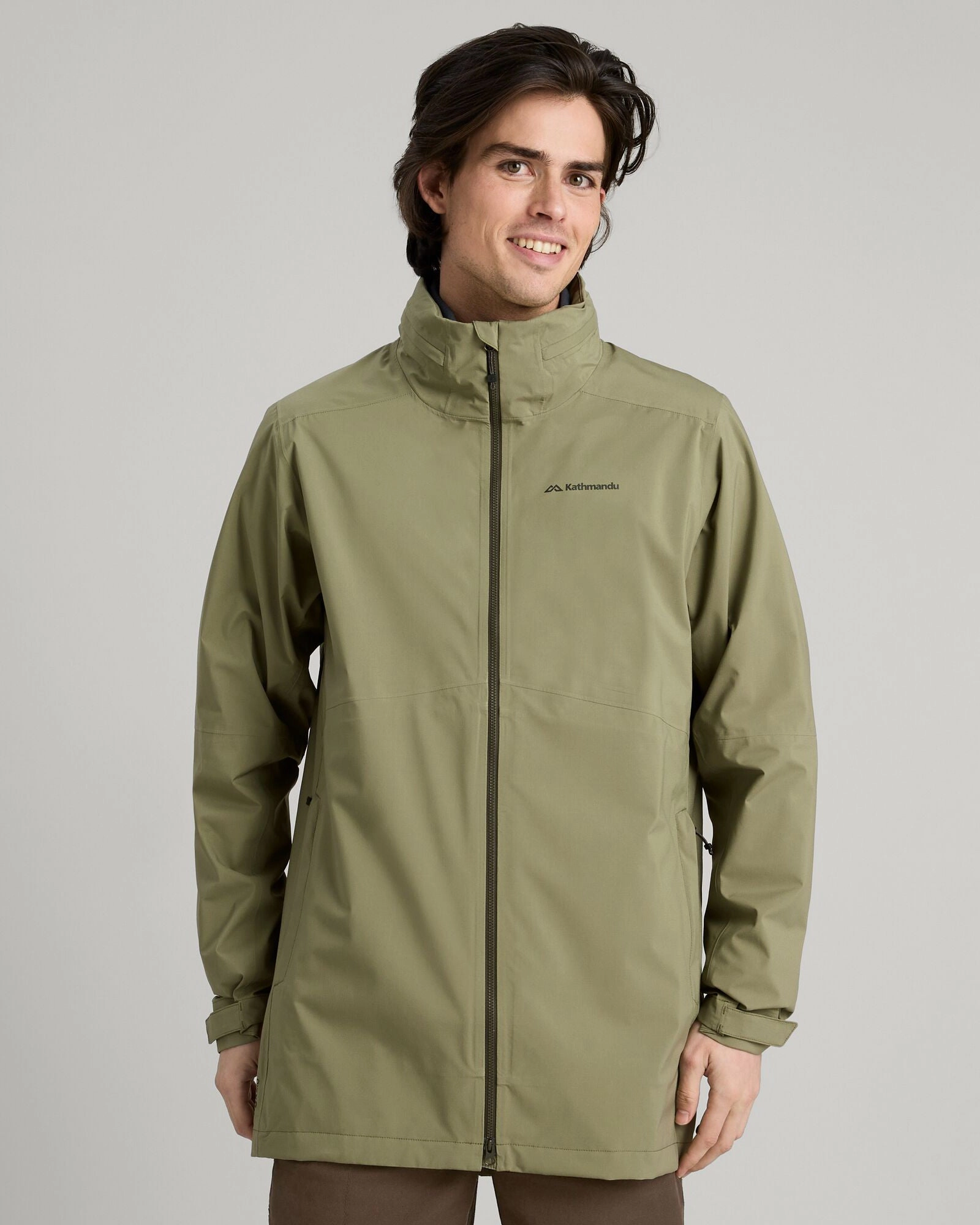 AdjustableHem Sporty Chic Men's Trailhead Stretch 2.5-layer Rain Parka - Beech