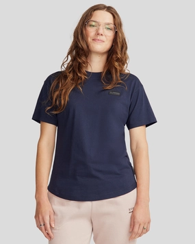 Women's Badge Organic Cotton S/S Tee - Pure Navy Simple Shirt