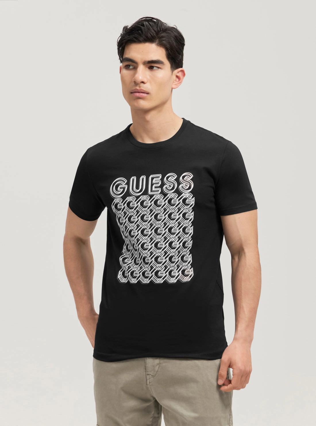 Button Down Collar Eco Black Logo Chain T-Shirt