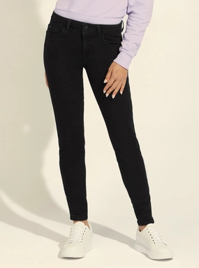 Unisex Look Mid-Rise Curve Skinny Denim Jeans in Black