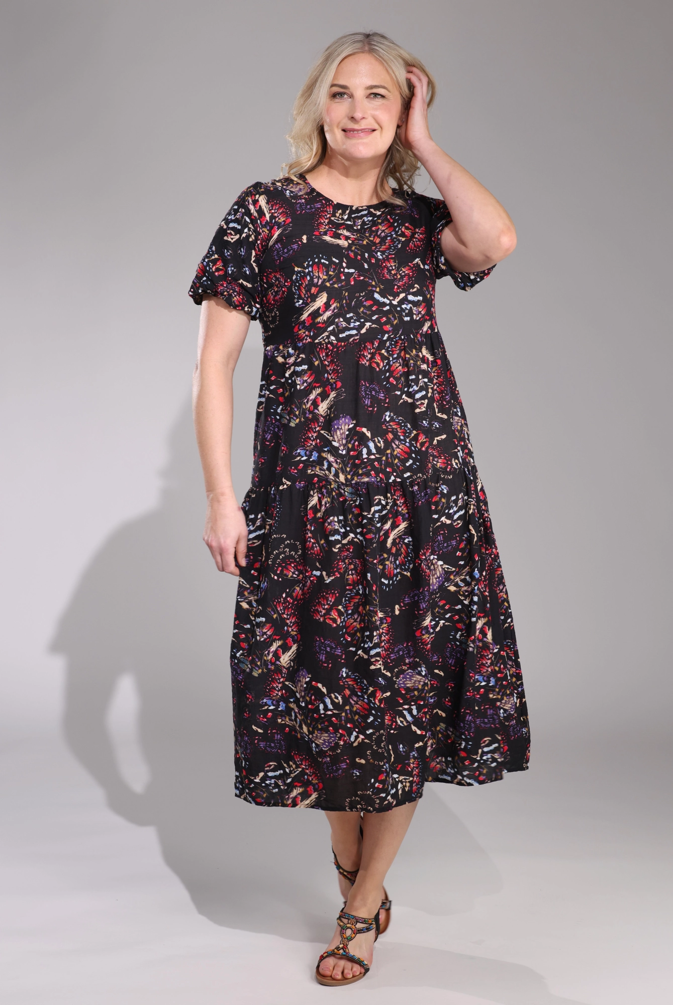 Casual Chic Mood Casual Midi Summer Dress | MULTI BUTTERFLY | 6542C1