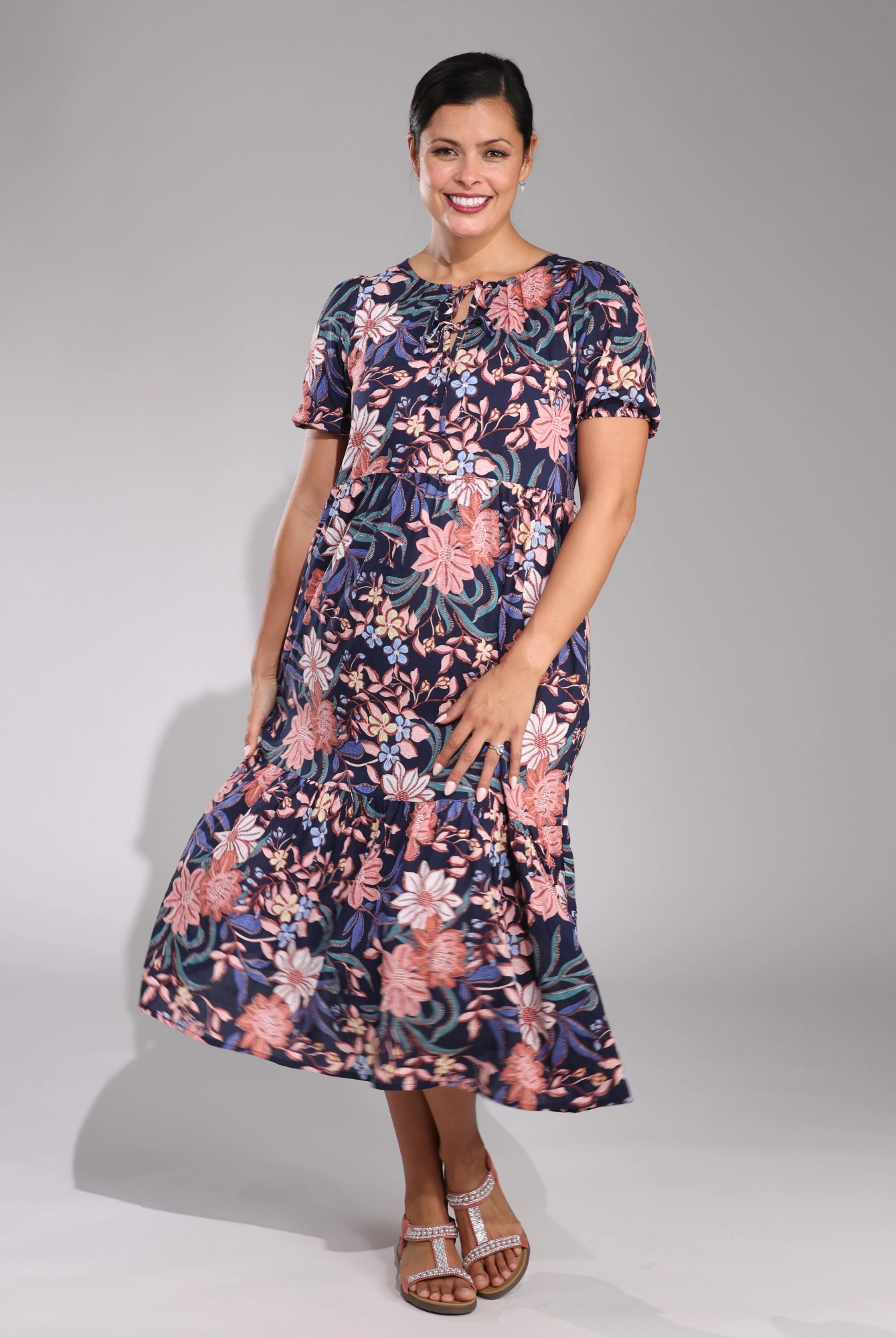 Bless Touch Midi Summer Dress | NAVY DAISY | 6537C1