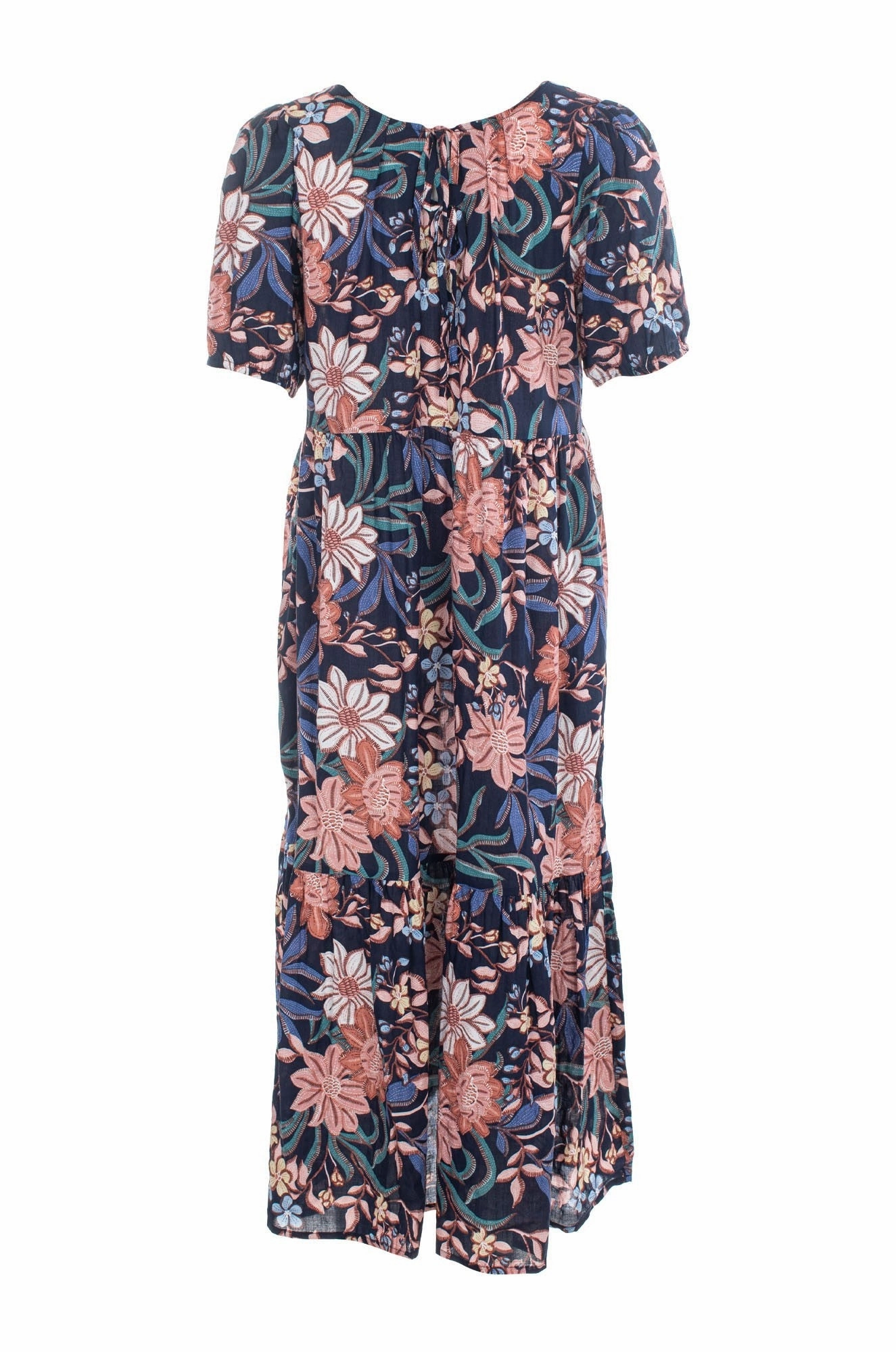 Midi Summer Dress | NAVY DAISY | 6537C1 Timeless Waist Fit Cozy And Stylish