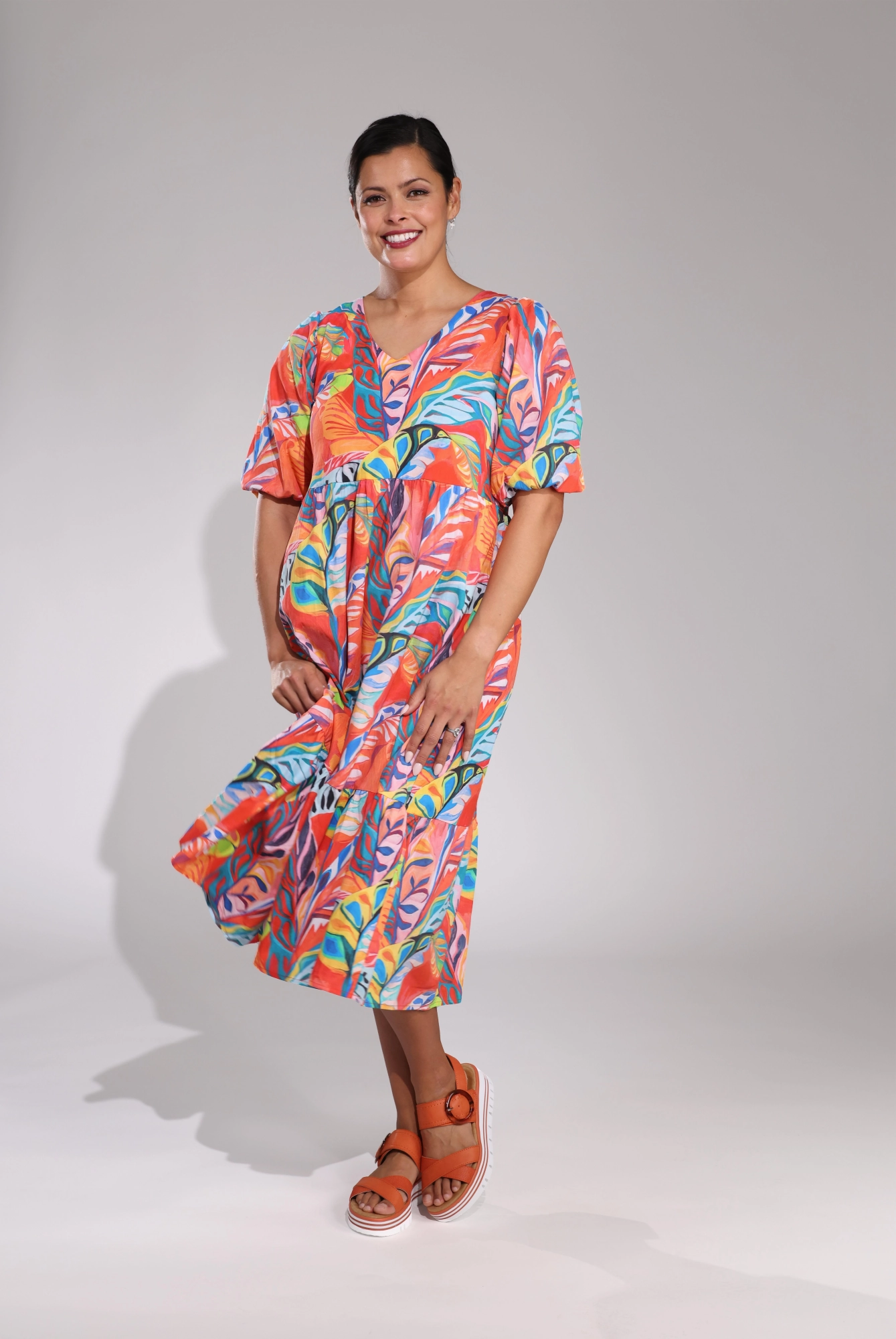 Smooth Detail Midi Sundress | Artist Palms | 6521C1