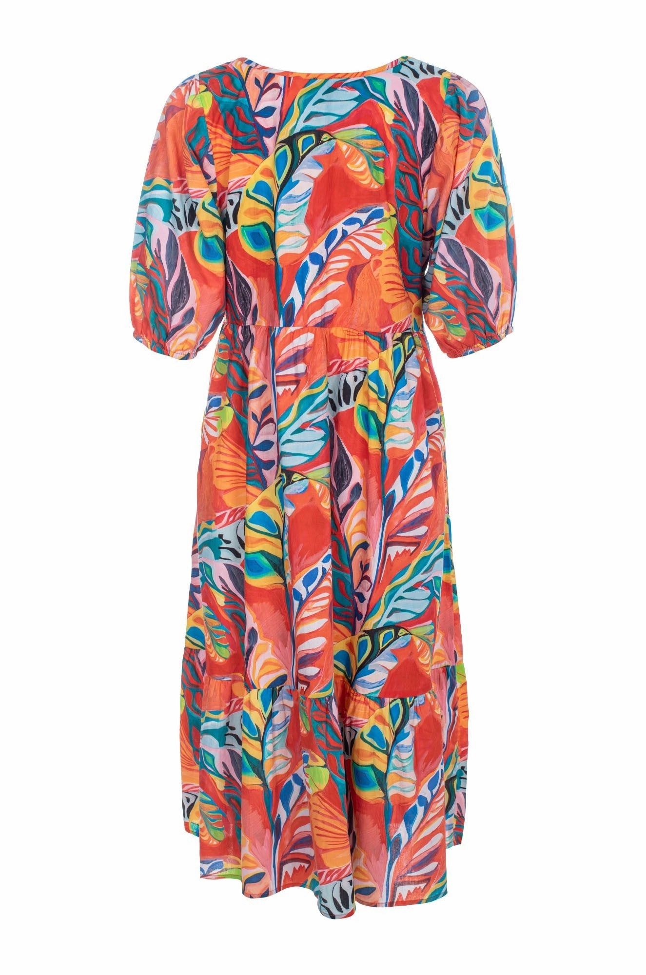 Midi Sundress | Artist Palms | 6521C1 Weekend Ready Button Accent