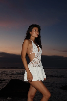 Allyson Cotton Crochet Dress Slim Touch Magnetic-Closure