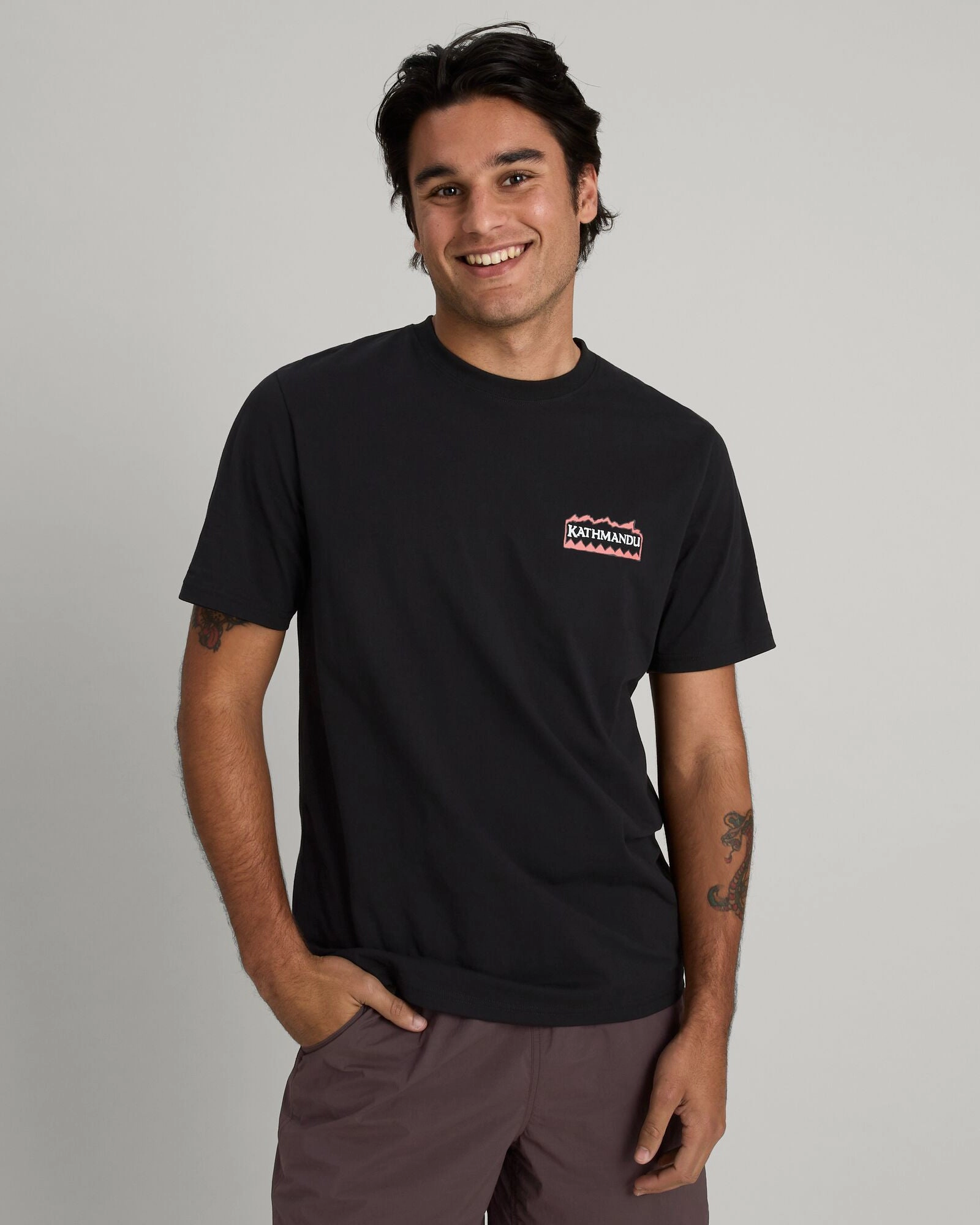 SoftTouchBrushedInterior AntiPill Finish Men's Summit Print Organic Cotton T-shirt - Black