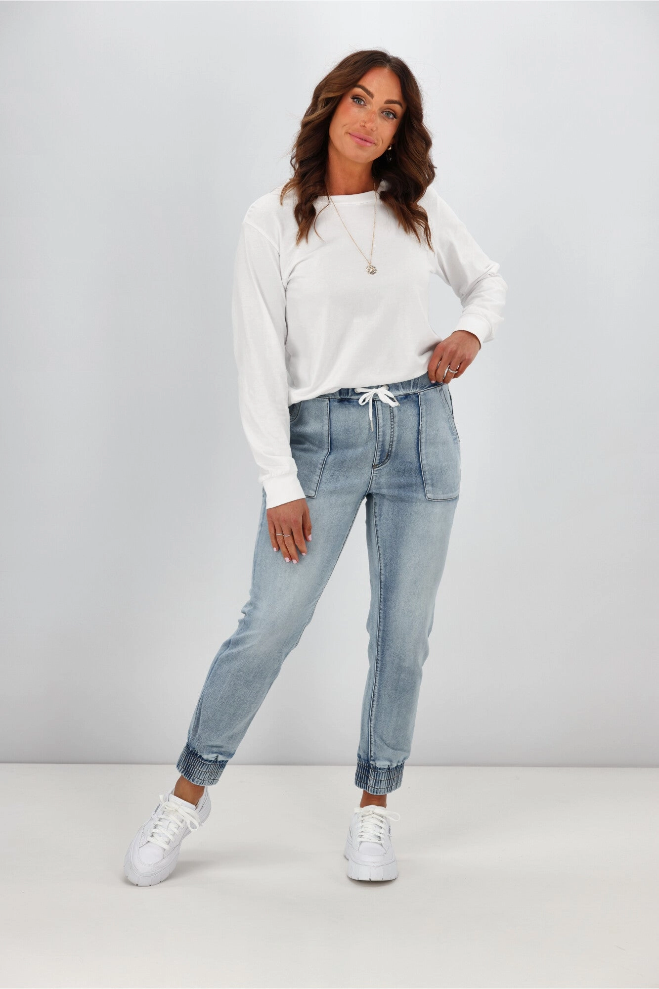 Double Layer Camping Gear For Men Shine On Label Daytona Knit Denim Jogger