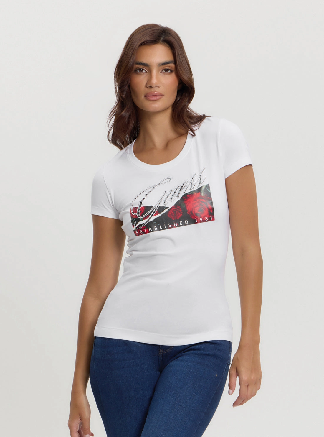 Eco White Roses T-Shirt Vintage Pullover