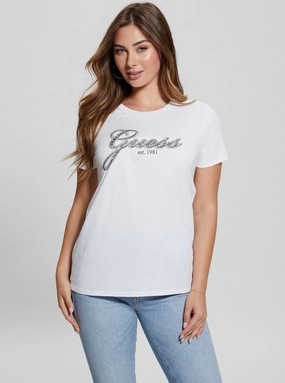 White Glam Logo T-Shirt ConvertibleCollarSystem